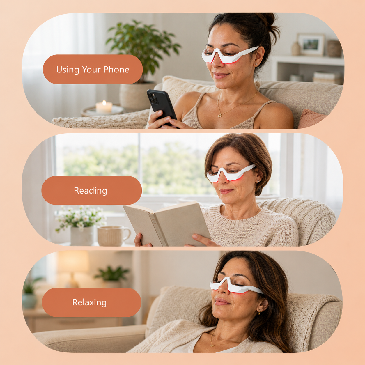 Red Light Therapy Under-Eye Massager Glasses