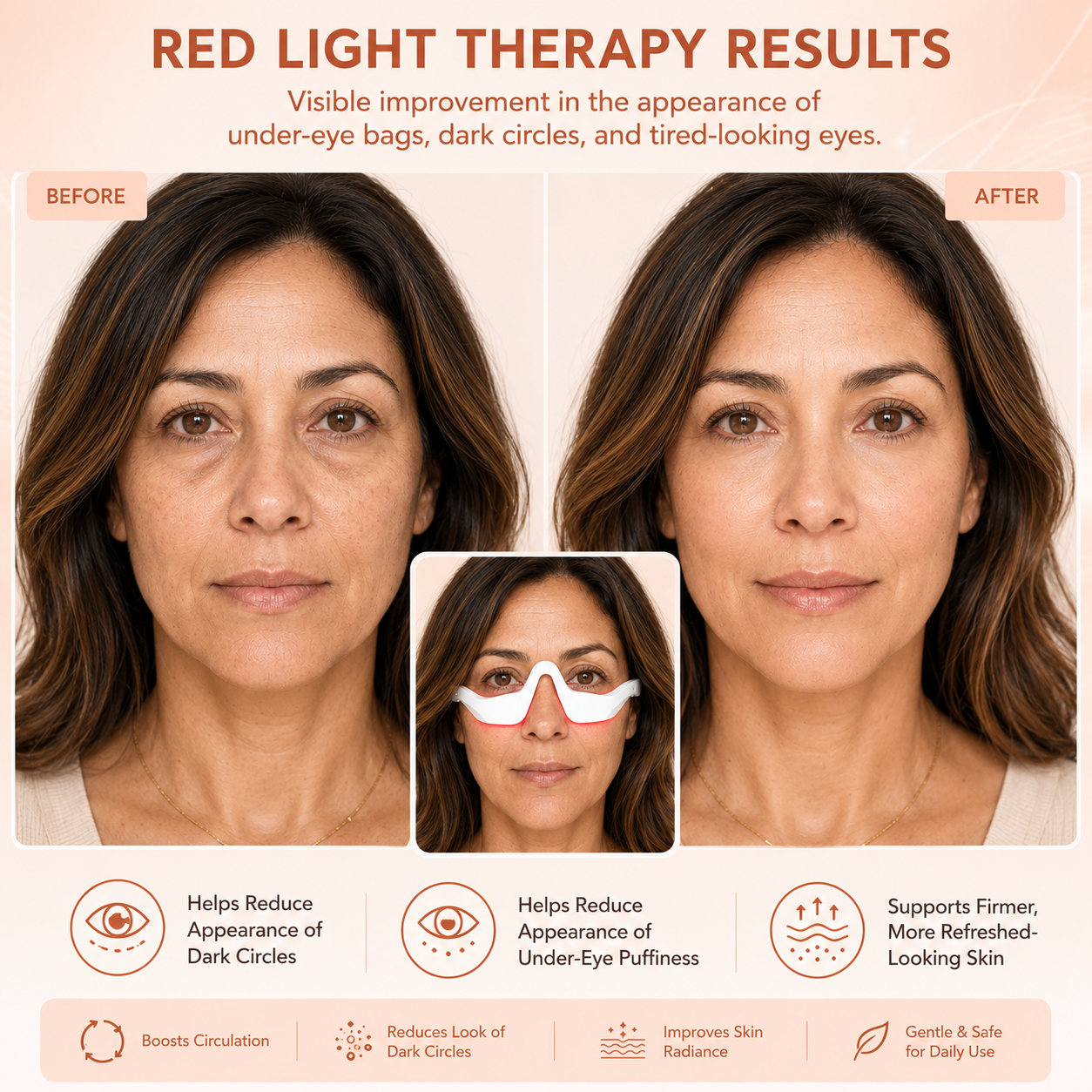 Red Light Therapy Under-Eye Massager Glasses